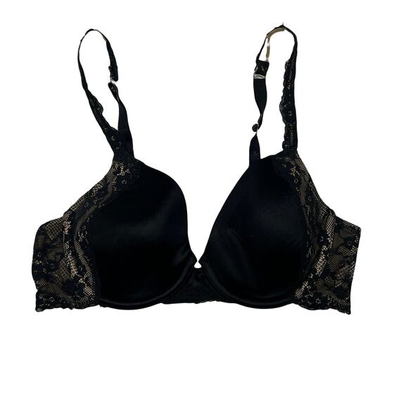 Maidenform Pure Genius Full Coverage Lace Underwire Bra Black Beige Womens 36B - Picture 1 of 5
